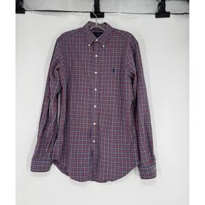 Polo Ralph Lauren Shirt Small Red Blue Plaid Pony Logo Classic Fit Button Down